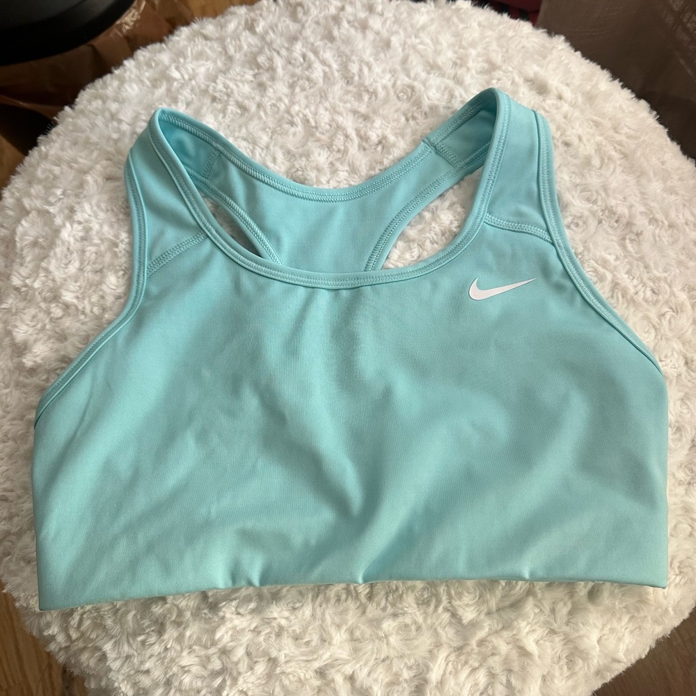 NWOT Nike Dri-FIT Swoosh Medium-Support Non-Padded Sports Bra Light Blue Size S